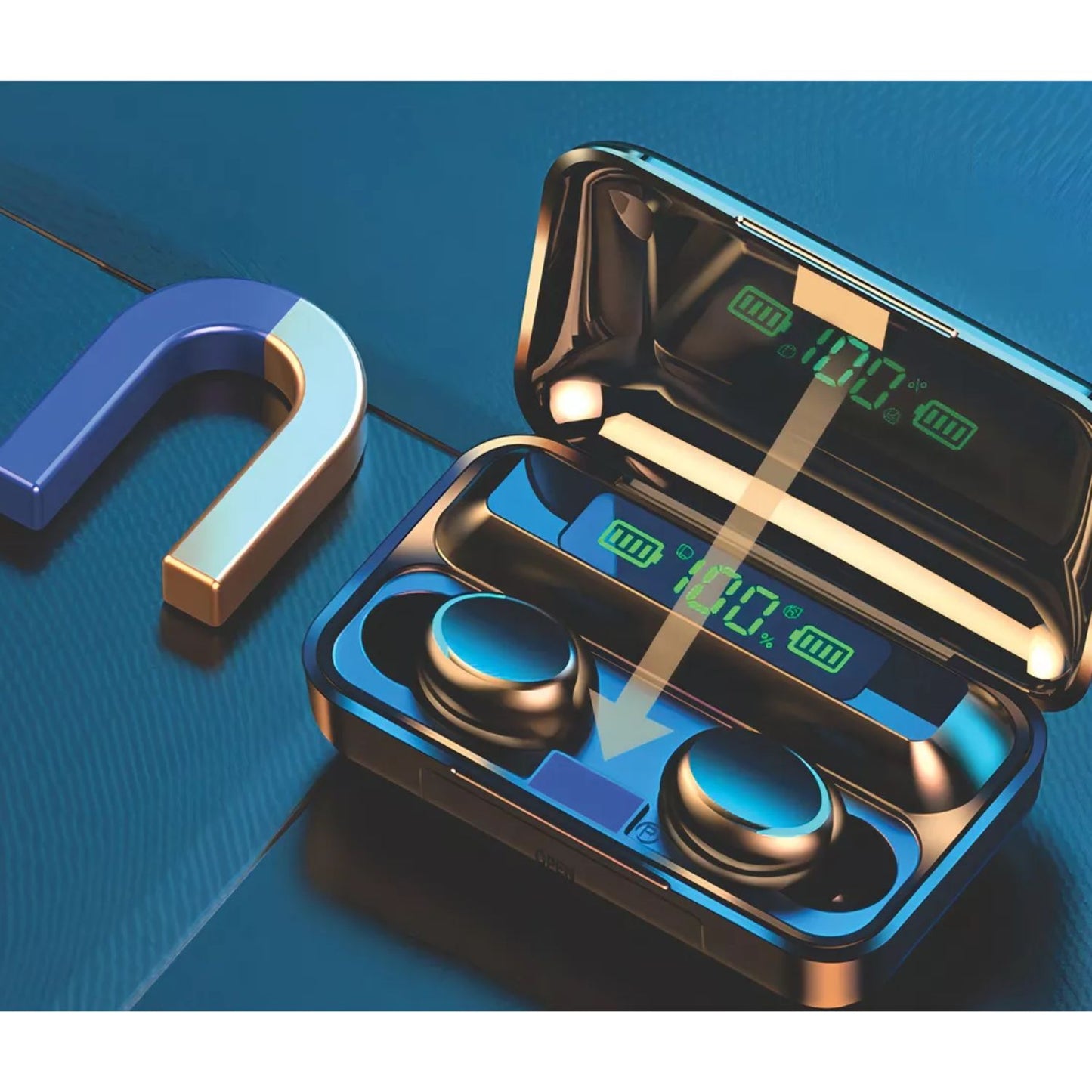 Audifonos In-ear Inalambricos Keluona F9-5 Bluetooth Tactil Cancelacion De Ruido Color Negro Con Luz Led