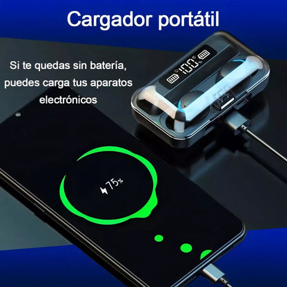 Audifonos In-ear Inalambricos Keluona F9-5 Bluetooth Tactil Cancelacion De Ruido Color Negro Con Luz Led