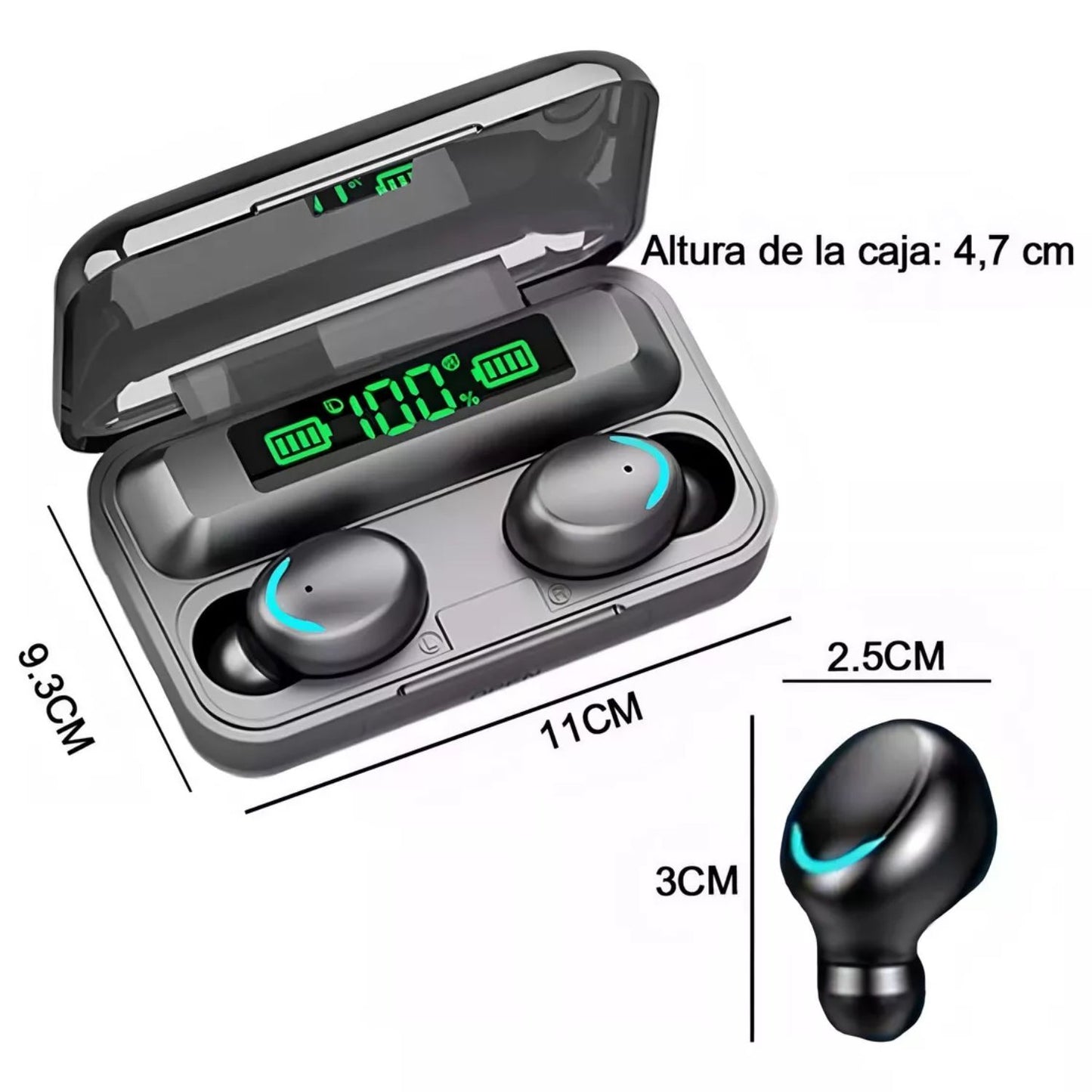 Audifonos In-ear Inalambricos Keluona F9-5 Bluetooth Tactil Cancelacion De Ruido Color Negro Con Luz Led