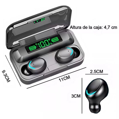 Audifonos In-ear Inalambricos Keluona F9-5 Bluetooth Tactil Cancelacion De Ruido Color Negro Con Luz Led